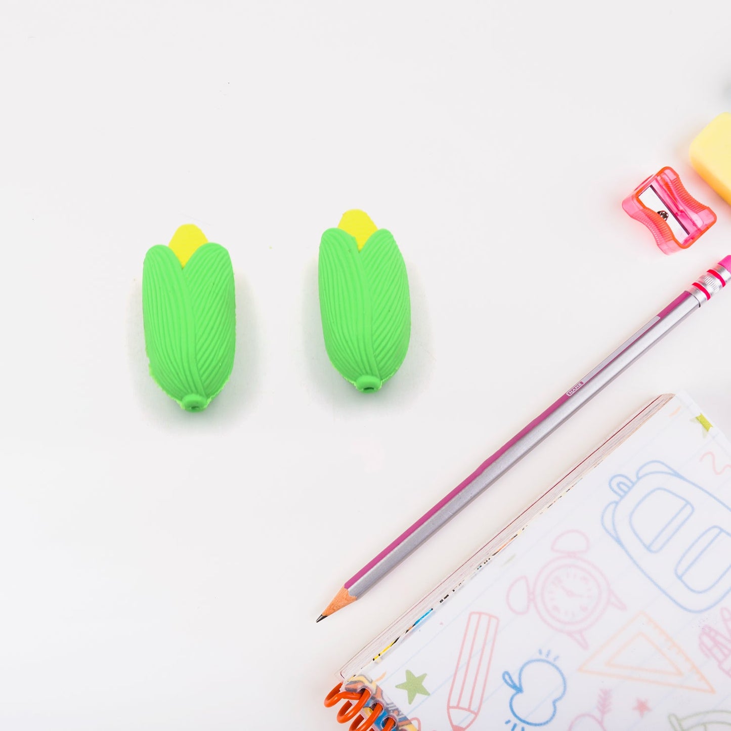 Corn Shape School Eraser High Qulaity ( 2 Pc Set )