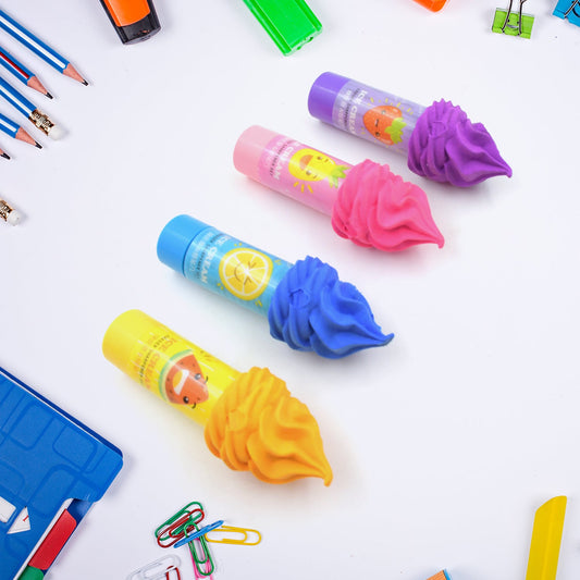 2 in1 Ice-Cream Cone Shaped Eraser Sharpener for Kids, Fancy & Stylish Colorful Erasers, Mini Eraser Creative Cute Novelty Eraser for Children Different Designs Eraser Set for Return Gift, Birthday Party, School Prize (4 Pcs Set)