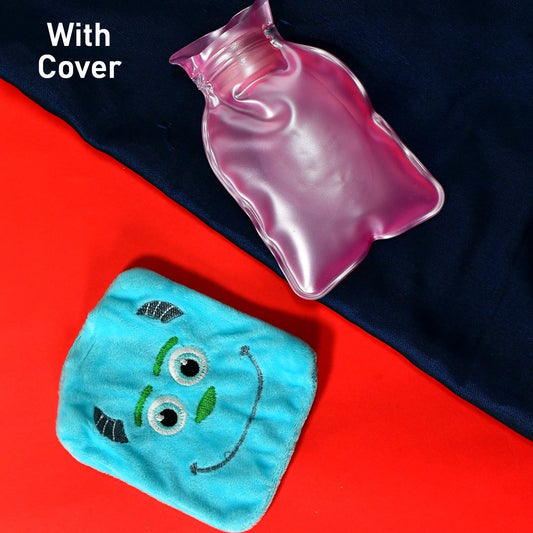 Blue Sullivan Monster small Hot Water Bag with Cover for Pain Relief, Neck, Shoulder Pain and Hand, Feet Warmer, Menstrual Cramps.