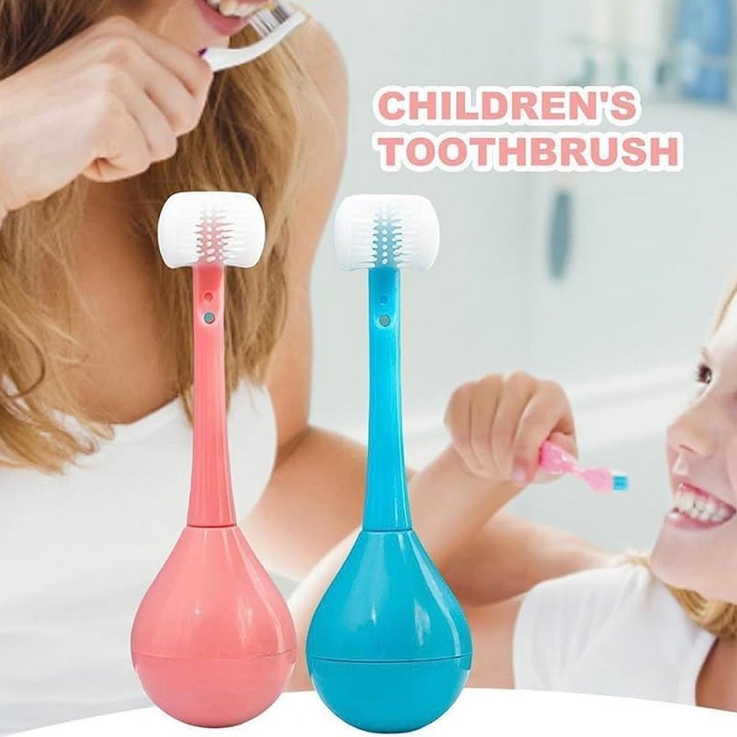 Toothbrush - Soft Bristle Toothbrush - 3-Sided Training Toothbrush With Silicone Head, Inverted Cleaning Toothbrush for Aged 2-12, Children's Cleaning (1 Pc)