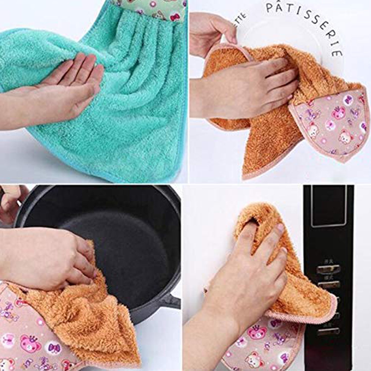 6203  Microfiber wash Basin Hanging Hand Kitchen Towel Napkin Microfiber Cloth Cartoon Animal Hanging Dishcloths Kitchen Accessories ( 1pc ) 