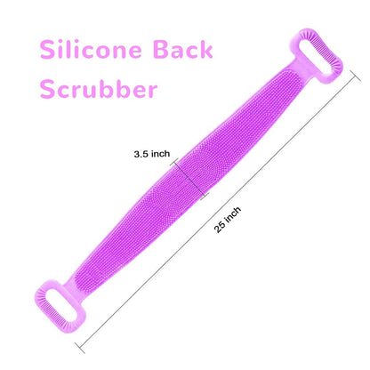 1303 SILICONE BODY BACK SCRUBBER DOUBLE SIDE BATHING BRUSH FOR SKIN DEEP CLEANING WITH HOOK 