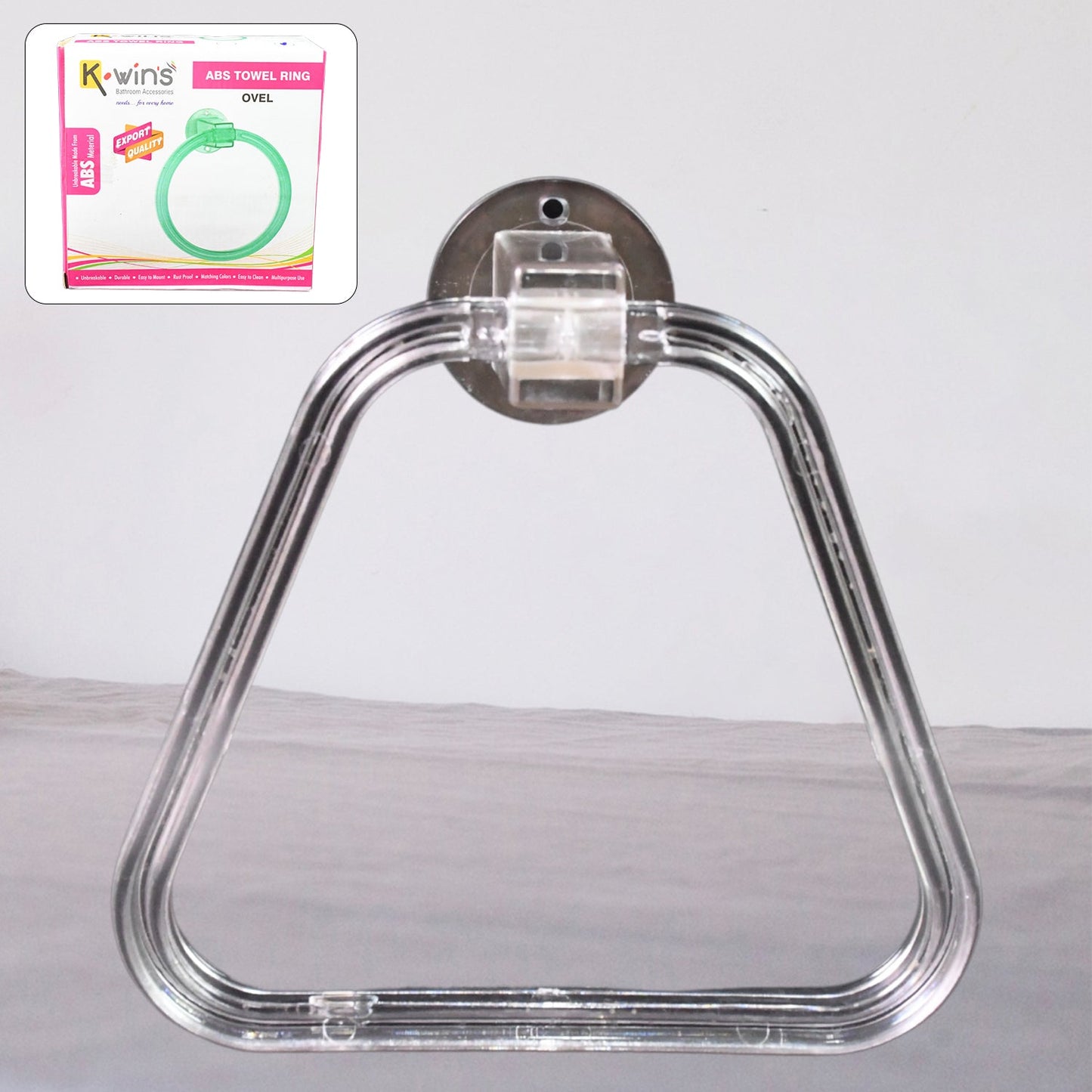 Unbreakable ABS Square Towel Ring Wall Mounted Stand / Holder (1 Pc)