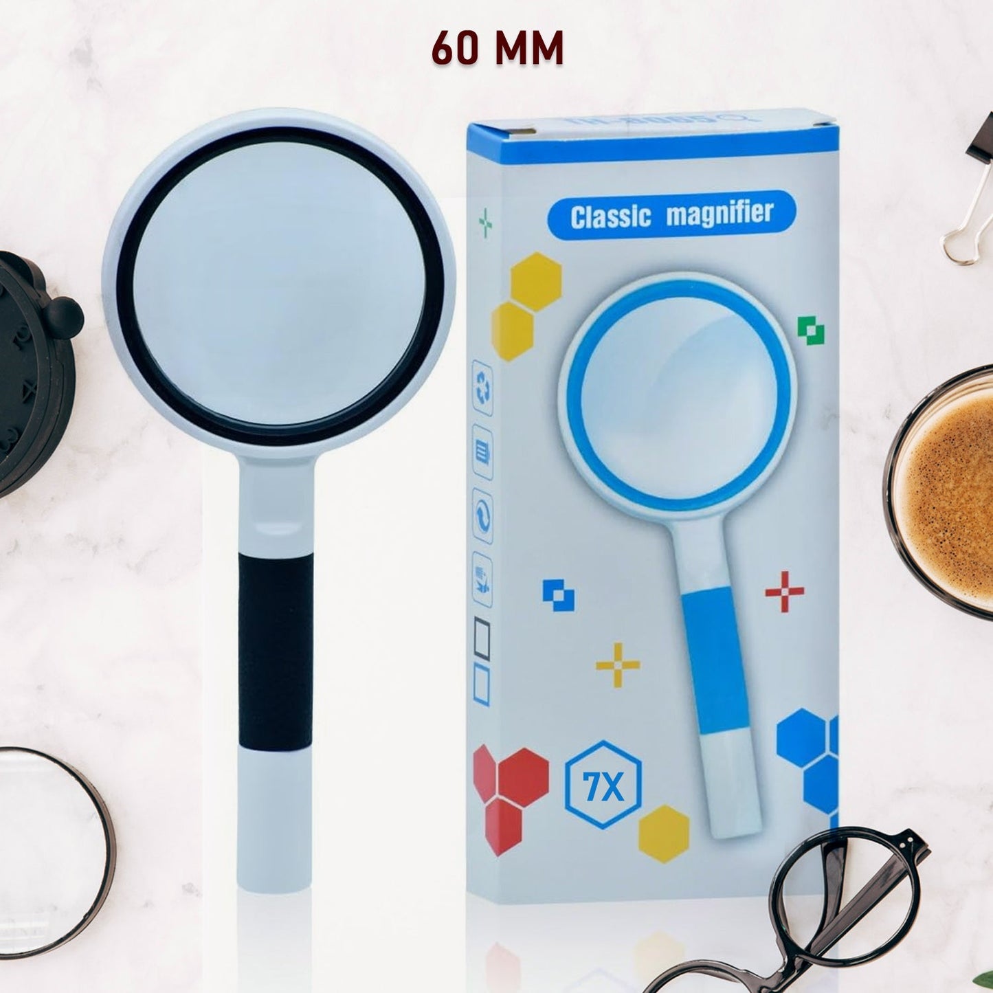 Magnifying Glass With 7x Handheld Magnifier (60 MM / 1 Pc)