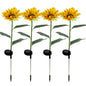 Garden Solar Sunflower Outdoor LED Light Inserted Ground Simulation Plant (4 Pcs Set)