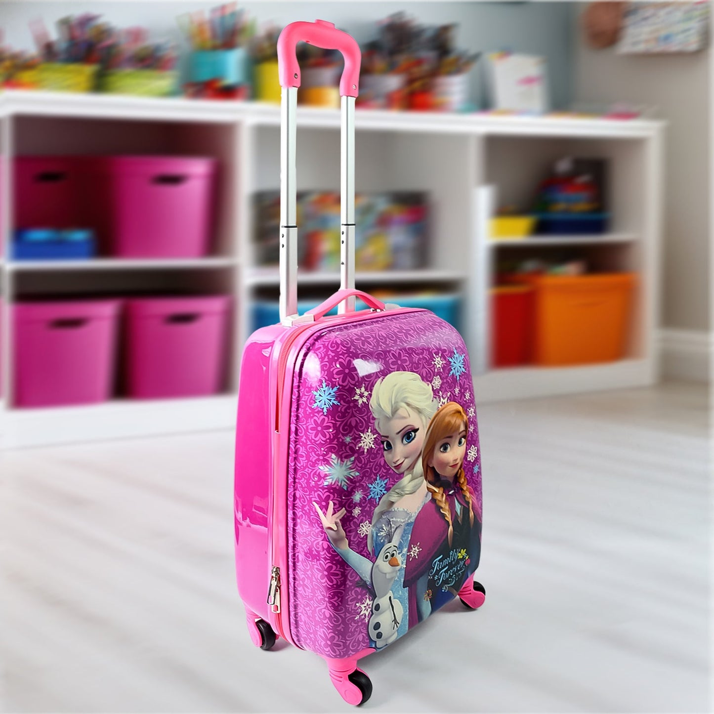 Kids Travel Suitcase with 4 Wheels (2 Pcs Set / 1 Big & 1 Small Shoulder Bag / Mix Design & Color)