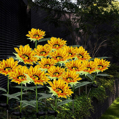 Garden Solar Sunflower Outdoor LED Light Inserted Ground Simulation Plant (4 Pcs Set)