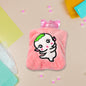 Pink Cartoon Small Hot Water Bag with Cover for Pain Relief