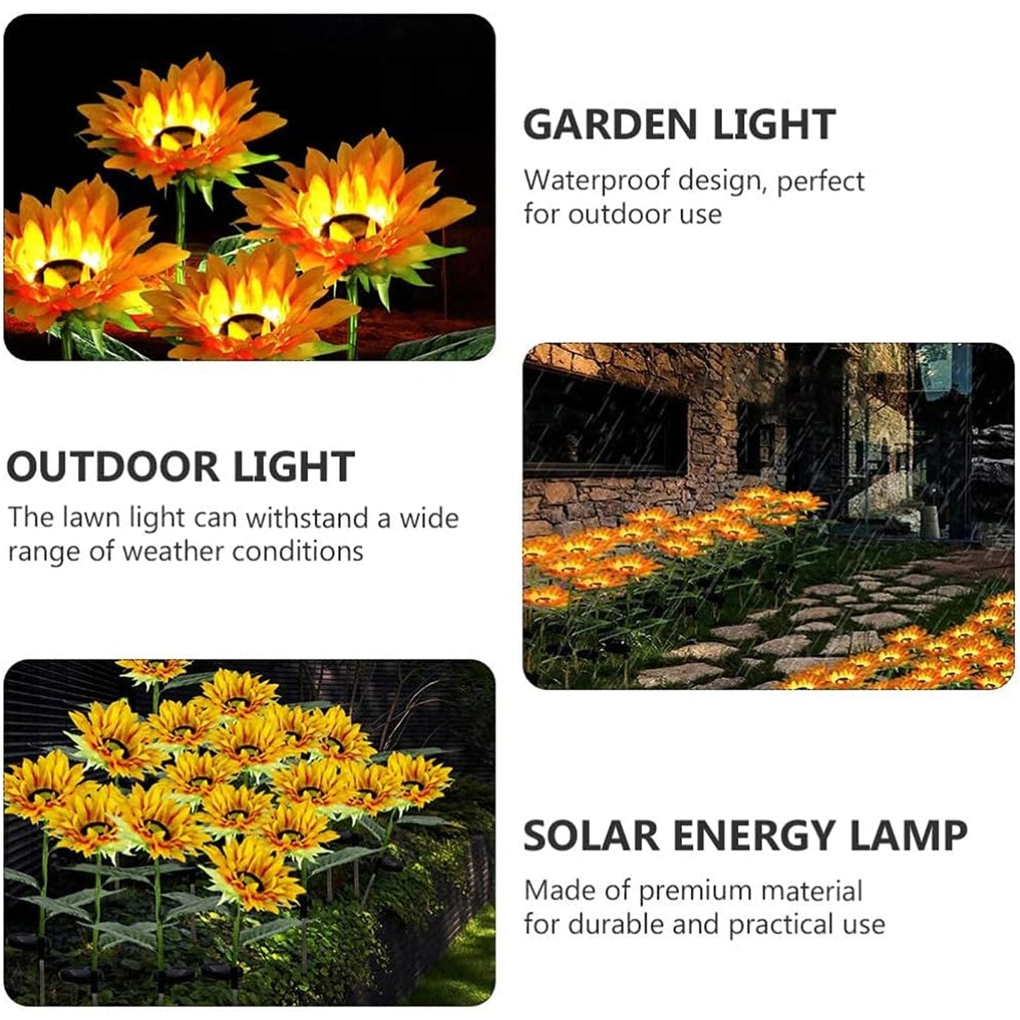 Garden Solar Sunflower Outdoor LED Light Inserted Ground Simulation Plant (4 Pcs Set)