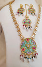 Intricate Gold-Plated Meenakari Necklace and Earrings